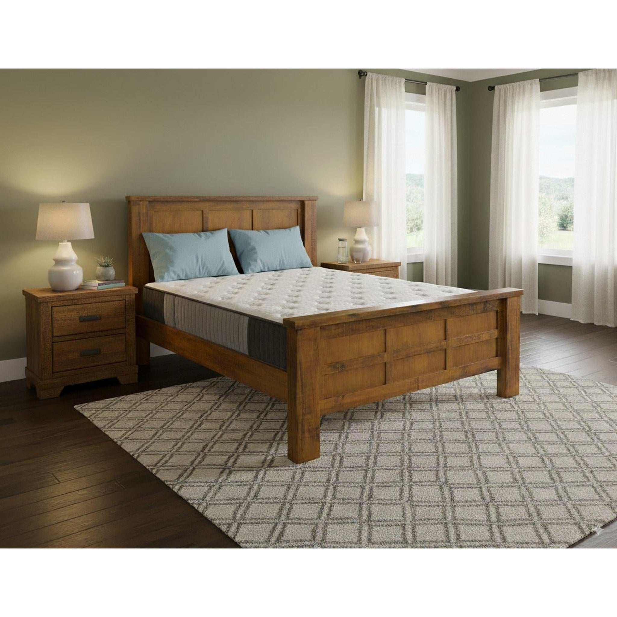 Oakwood Bed Frame +SleepTime X-Firm Mattress - Side View | Furniture World NZ