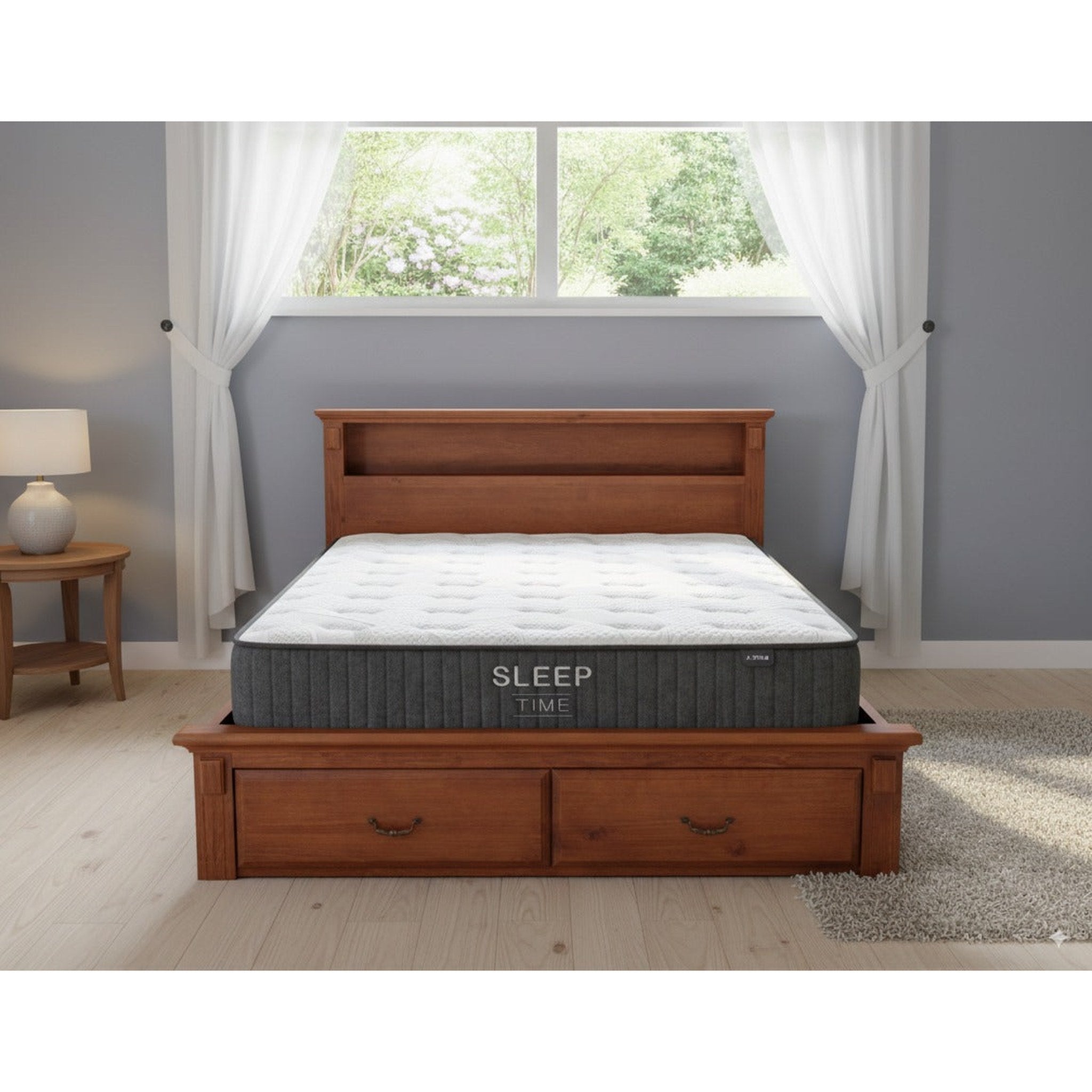 Serena Bed Frame + SleepTime X-Firm Mattress - Side View | Furniture World NZ