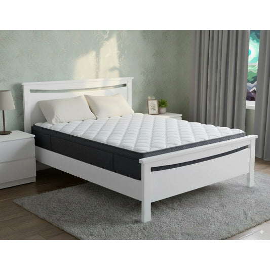 Medallion Bed Frame (White) +SleepTime Medium Mattress Queen