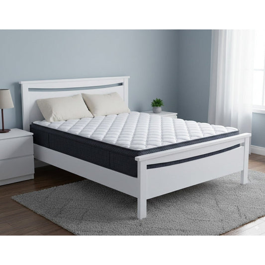 Medallion Bed Frame (White) + SleepTime Ultra Mattress Queen