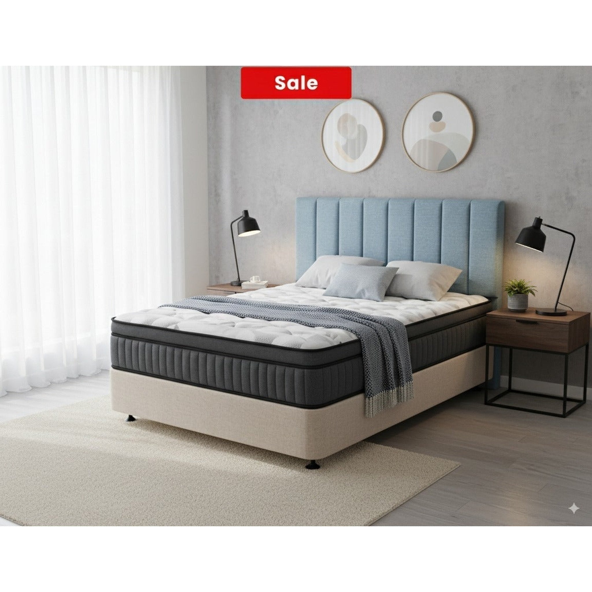 Eco Bed Base + ZBox Pocket Spring with Euro Top Mattress - Side View | Furniture World NZ