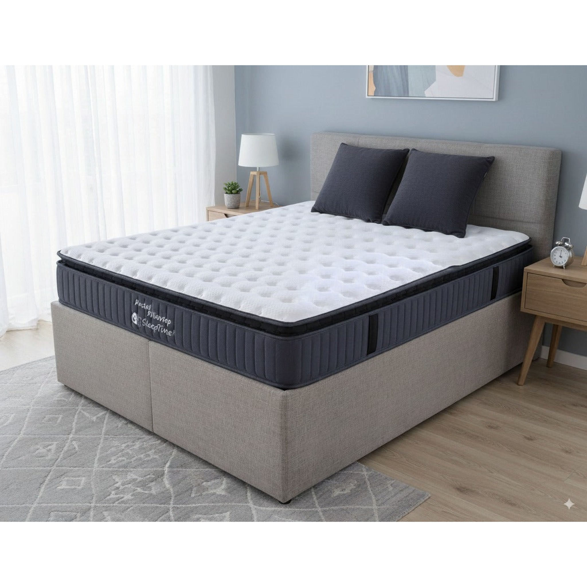 NZ Made Napbox Storage Bed + SleepTime Pocket Pillowtop Mattress - Detail View | Furniture World NZ