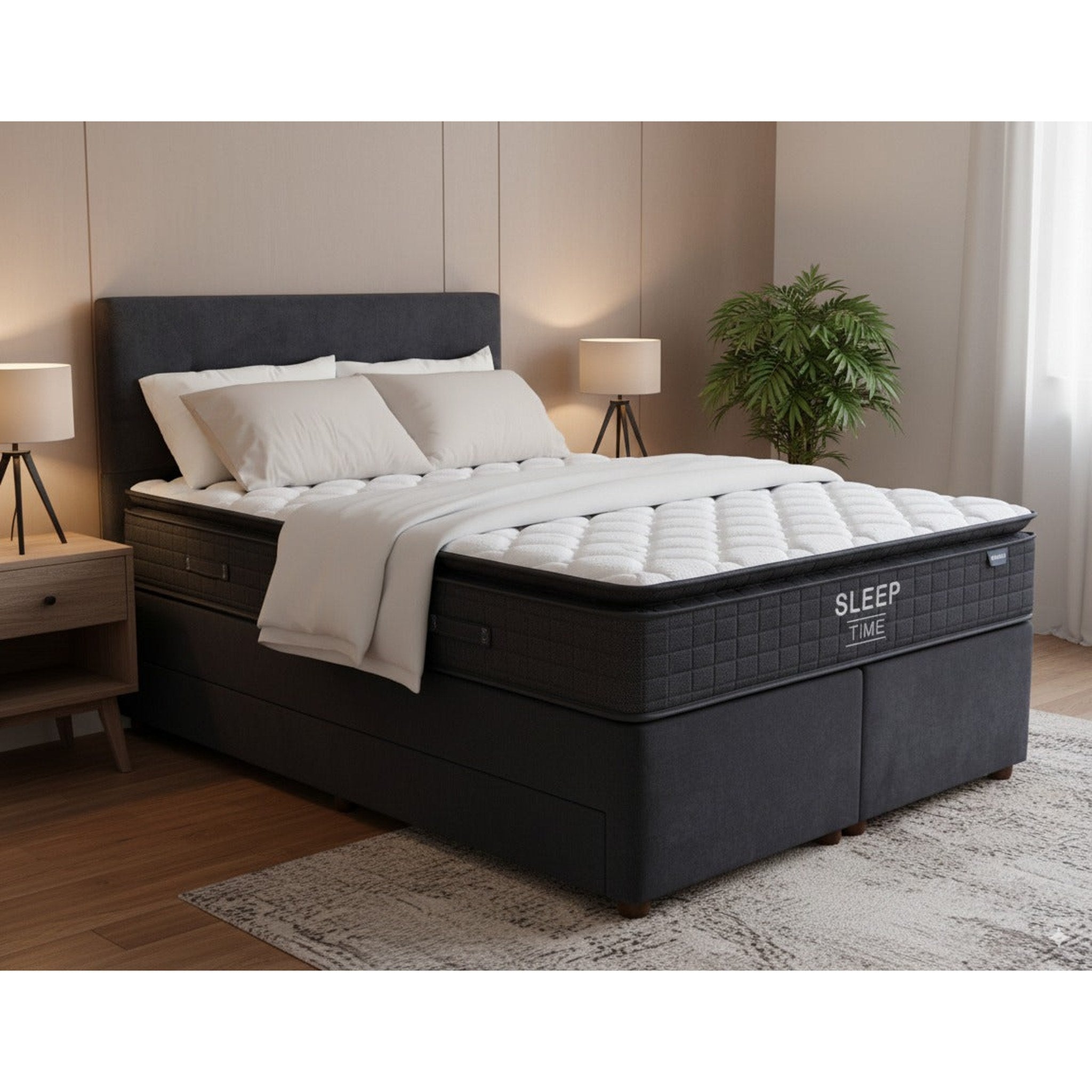 NZ Made SleepVault Storage Bed + SleepTime Medium Mattress - Side View | Furniture World NZ