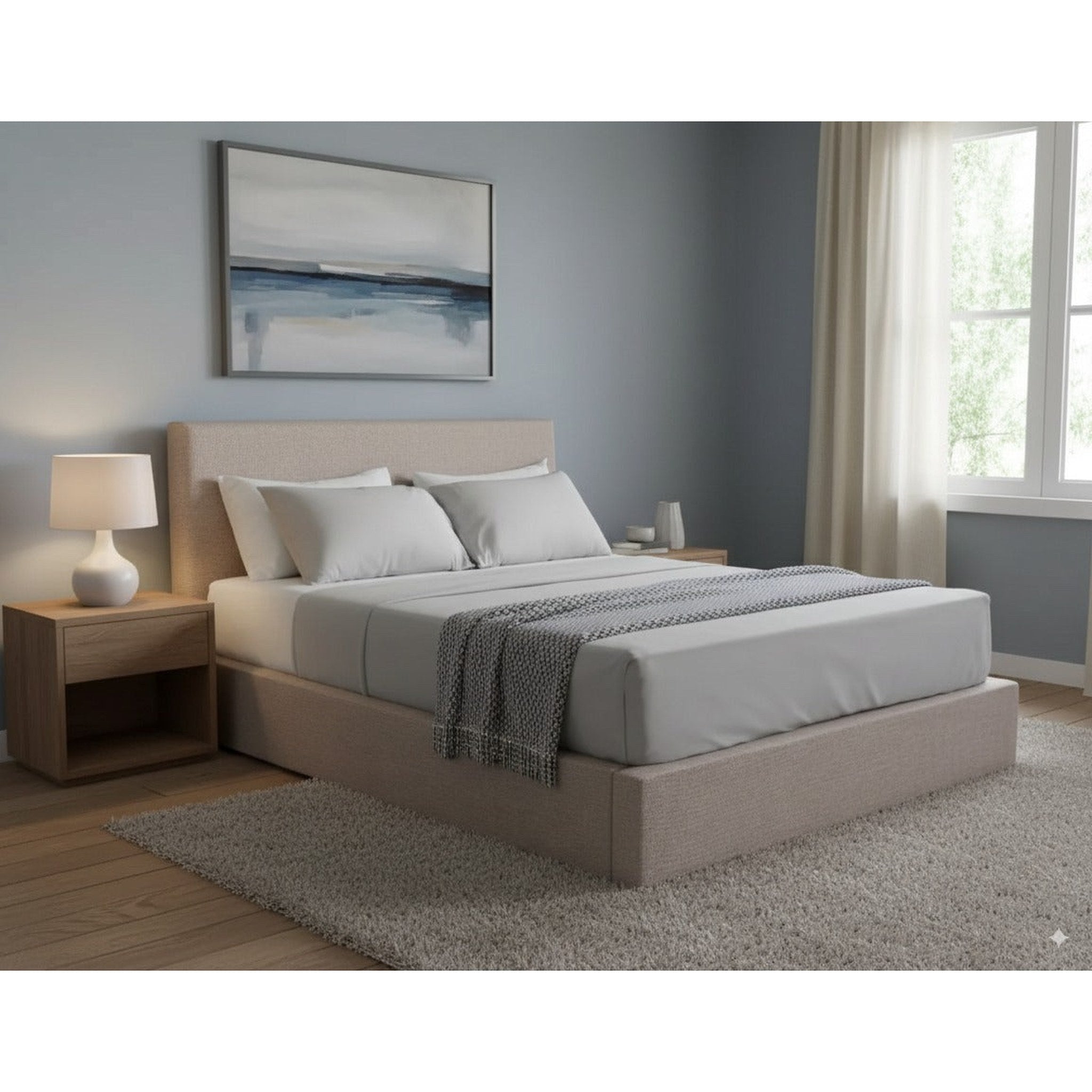 NZ Made Aura Bed Frame +SleepTime X-Firm Mattress - Side View | Furniture World NZ