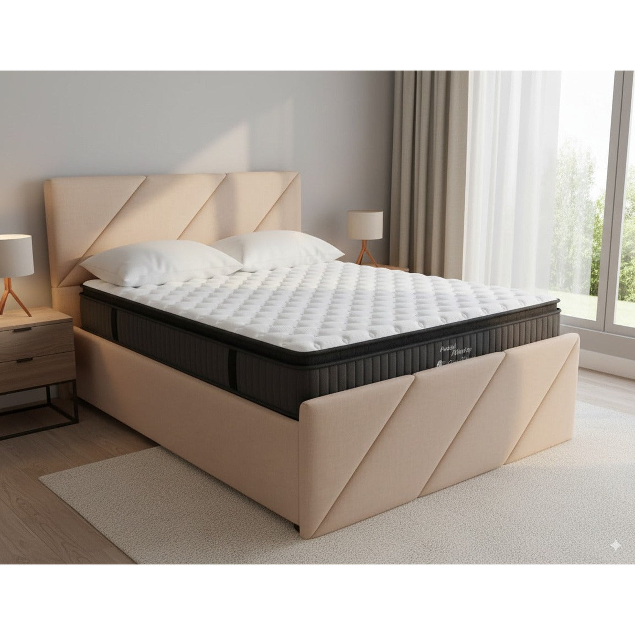 NZ Made Zest Bed Frame + SleepTime Pocket Pillowtop Mattress - Side View | Furniture World NZ