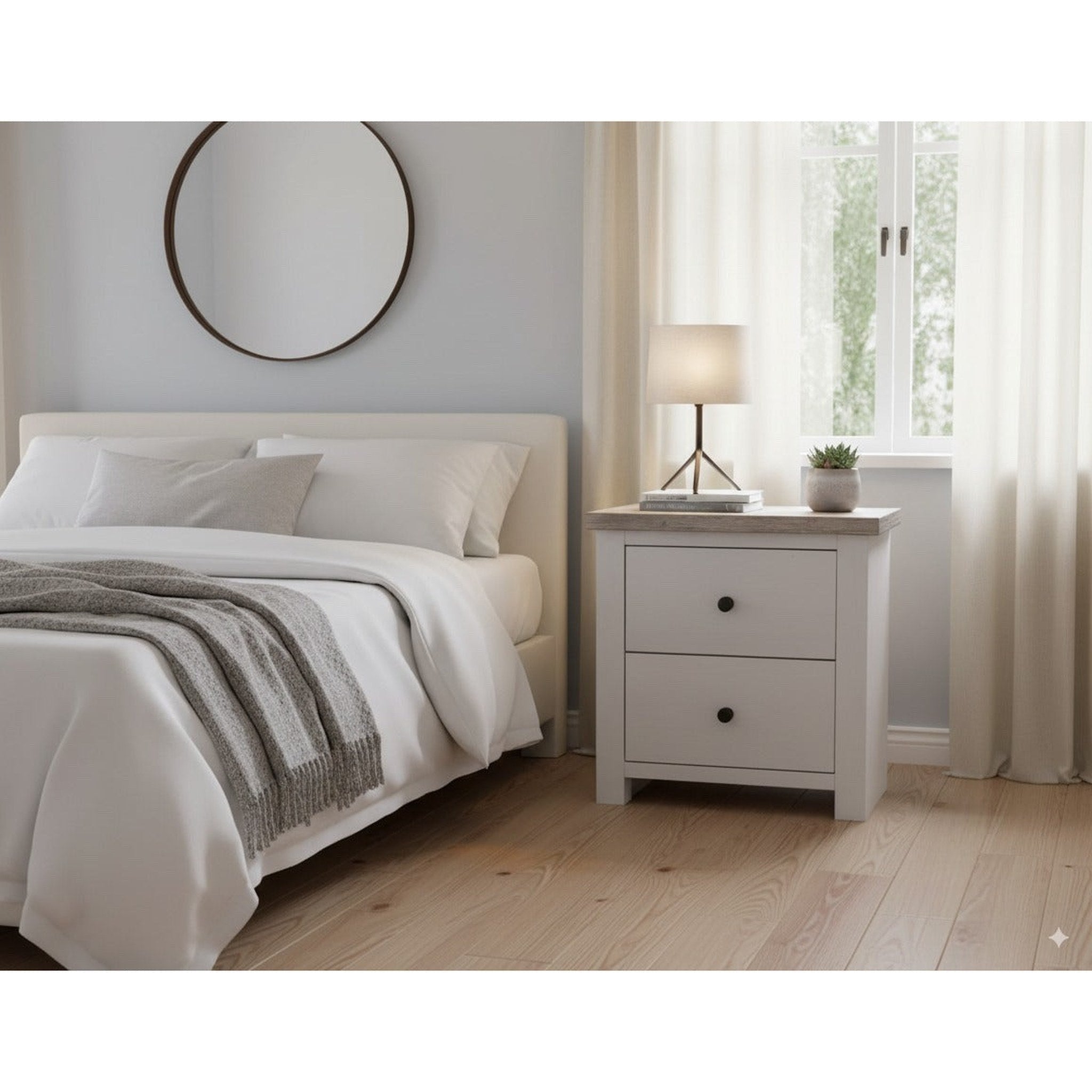 Lincoln 2 Drw Bedside - Side View | Furniture World NZ