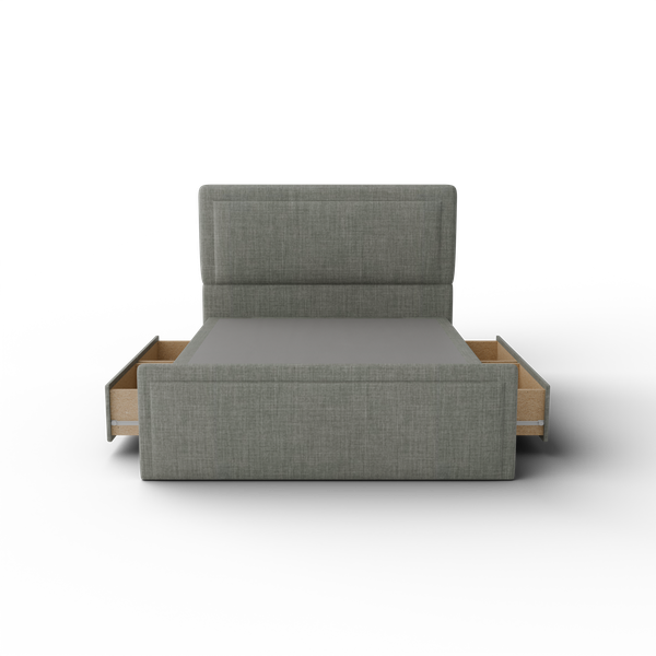 NZ Made Amber Bed Frame With Drawers + Bliss Max Medium Mattress - Detail View | Furniture World NZ