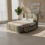 NZ Made Cascade Bed Frame With Drawers + Bliss Max Medium Mattress - Side View | Furniture World NZ