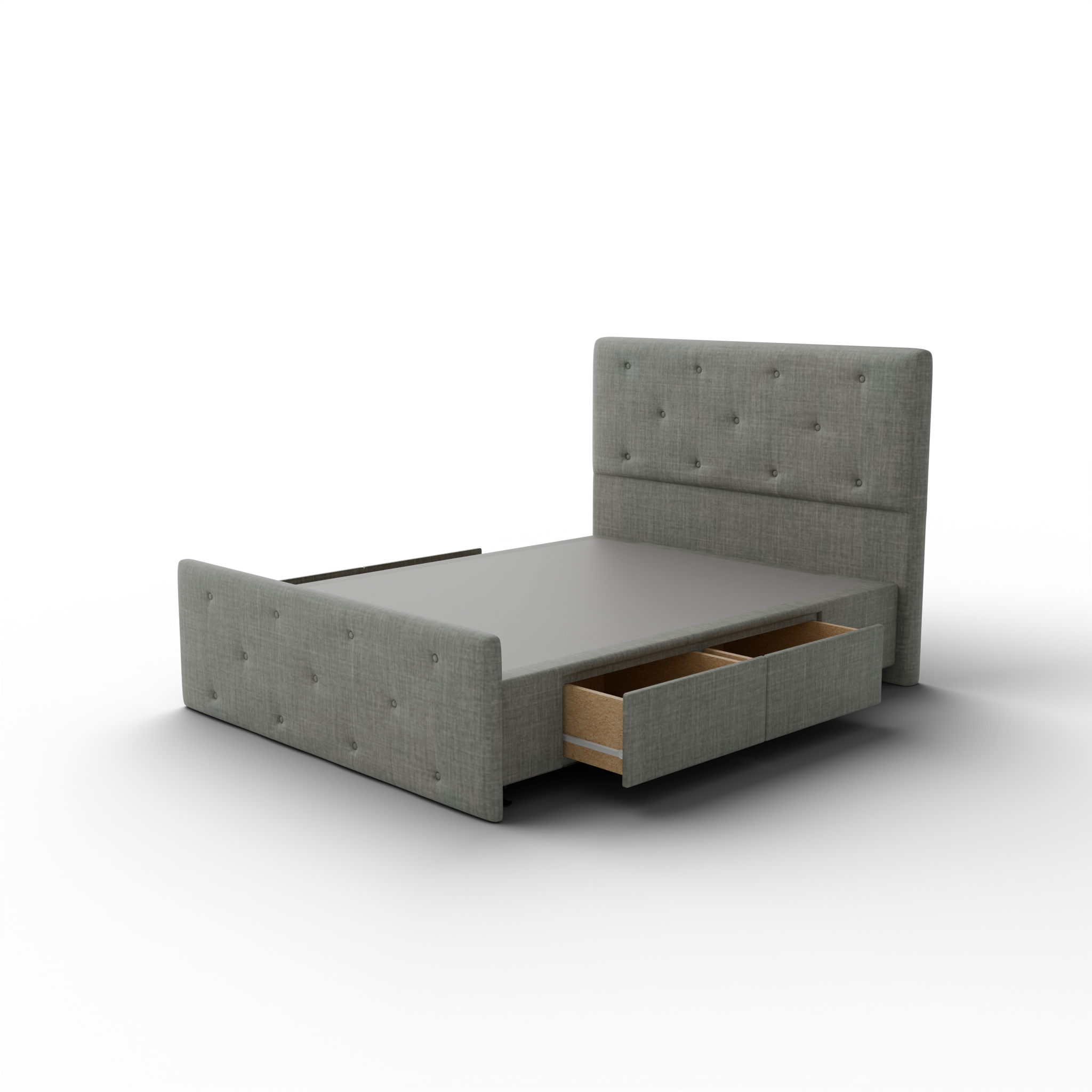 NZ Made Crown Bed Frame With Drawers + Venus Medium Mattress — Bed Bundle - Side View | Furniture World NZ