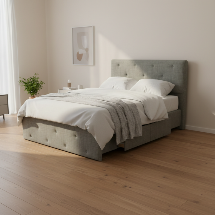 NZ Made Crown Bed Frame With Drawers + Bliss Max Medium Mattress | Furniture World NZ