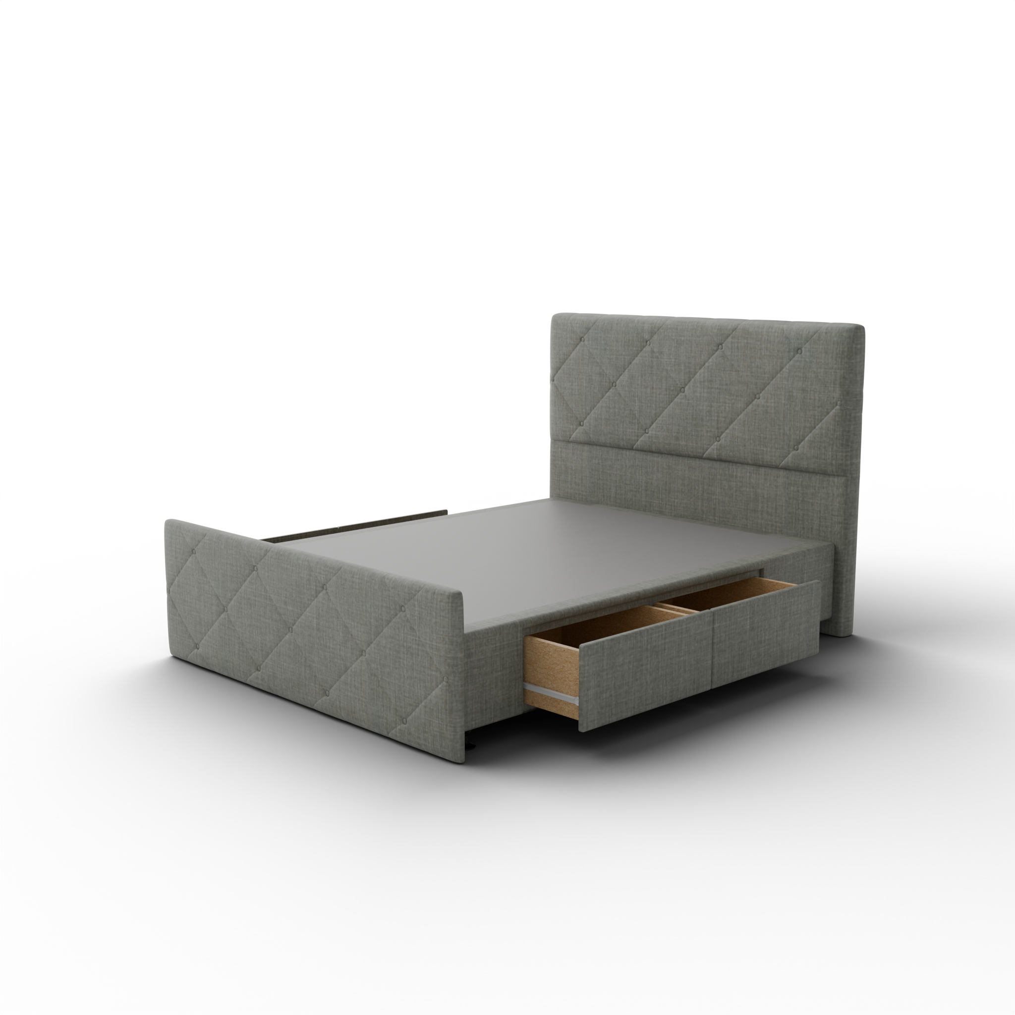 NZ Made Crystal Bed Frame With Drawers + Bliss Max Medium Mattress - Side View | Furniture World NZ