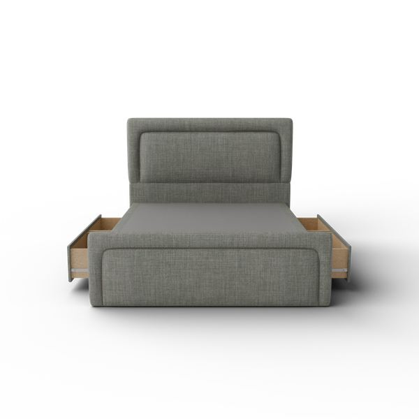 NZ Made Noir Bed Frame With Drawers + Bliss Max Medium Mattress - Detail View | Furniture World NZ