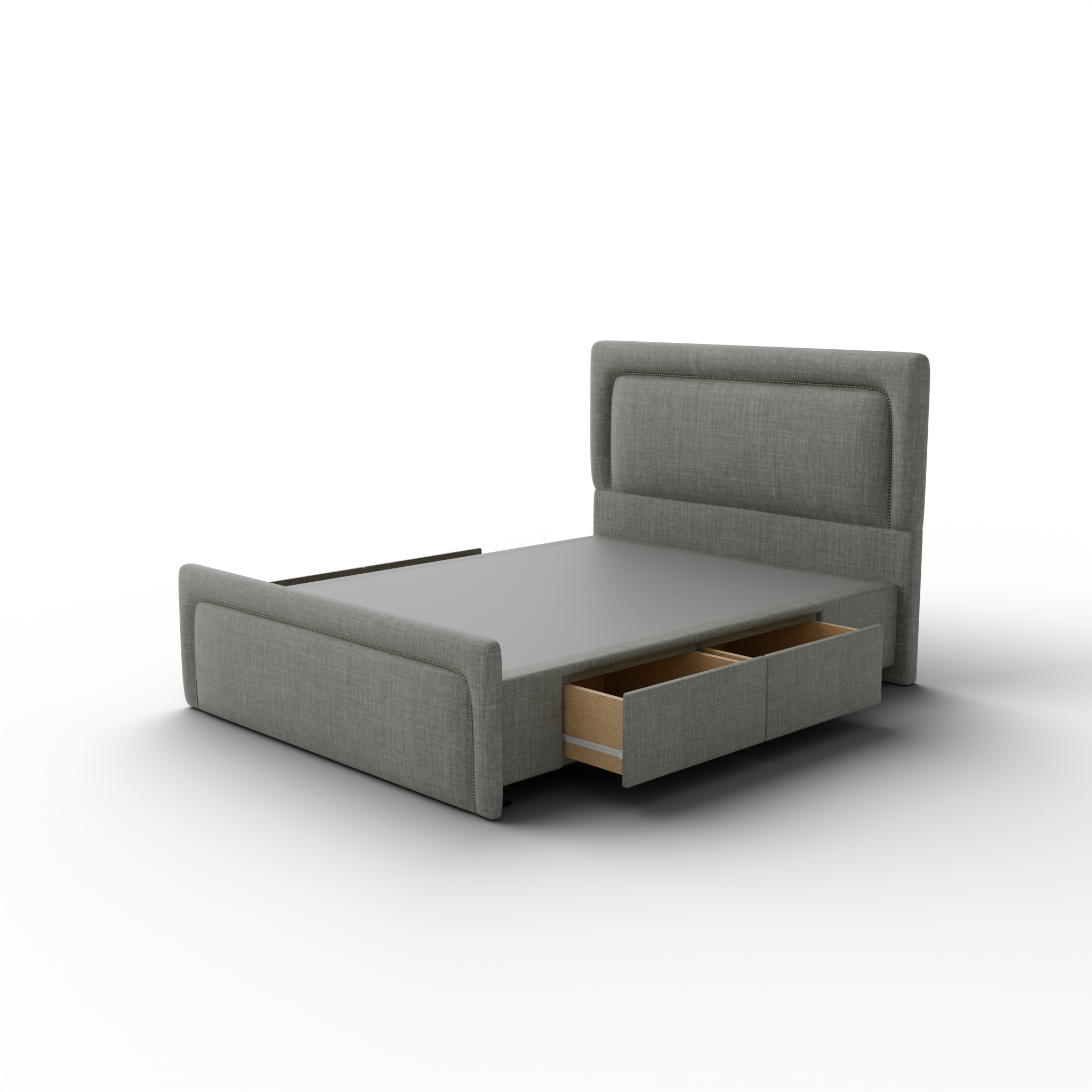 NZ Made Noir Bed Frame With Drawers + Bliss Max Medium Mattress - Side View | Furniture World NZ