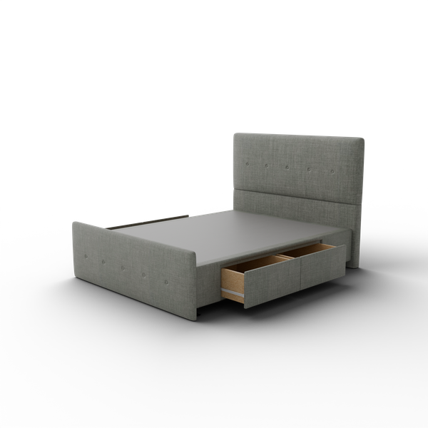 NZ Made SleepVault Bed Frame With Drawers + Bliss Max Medium Mattress - Side View | Furniture World NZ
