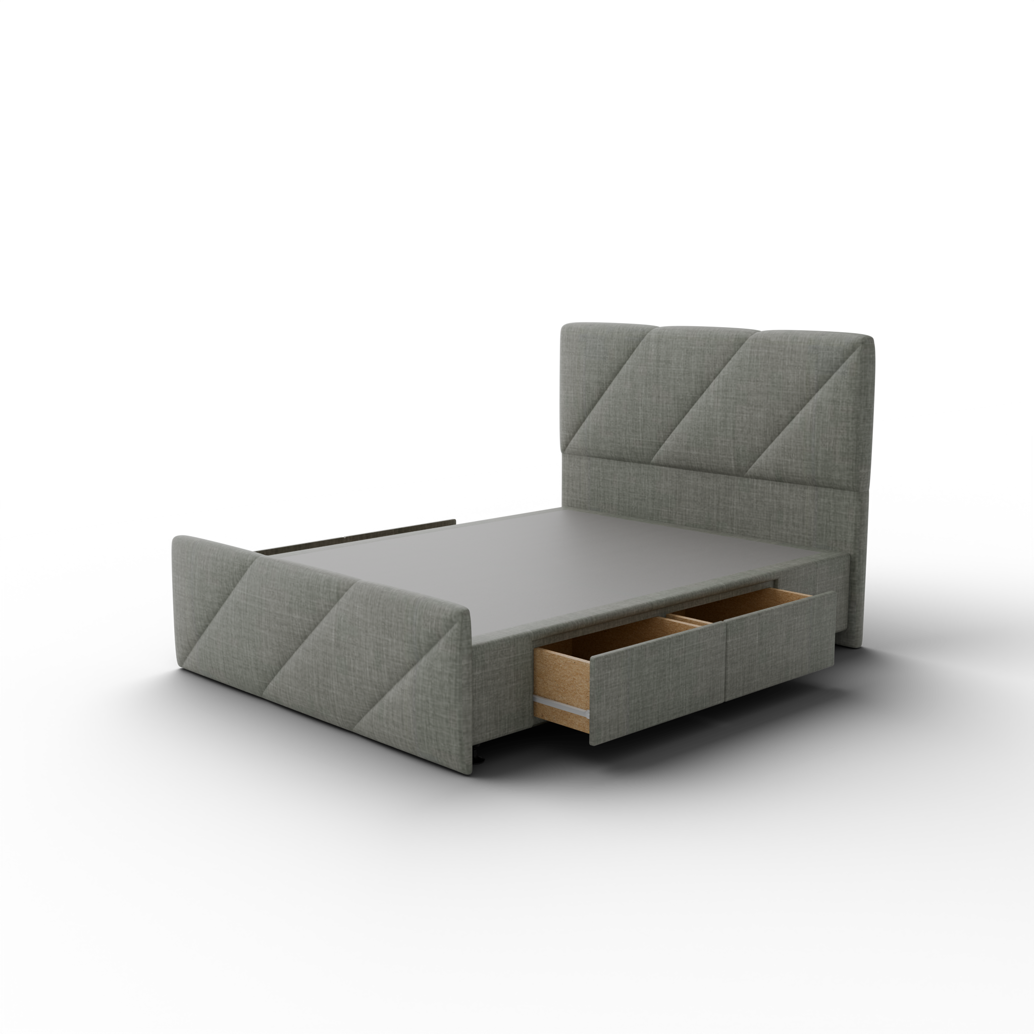 NZ Made Zest Bed Frame With Drawers + Bliss Max Medium Mattress - Side View | Furniture World NZ