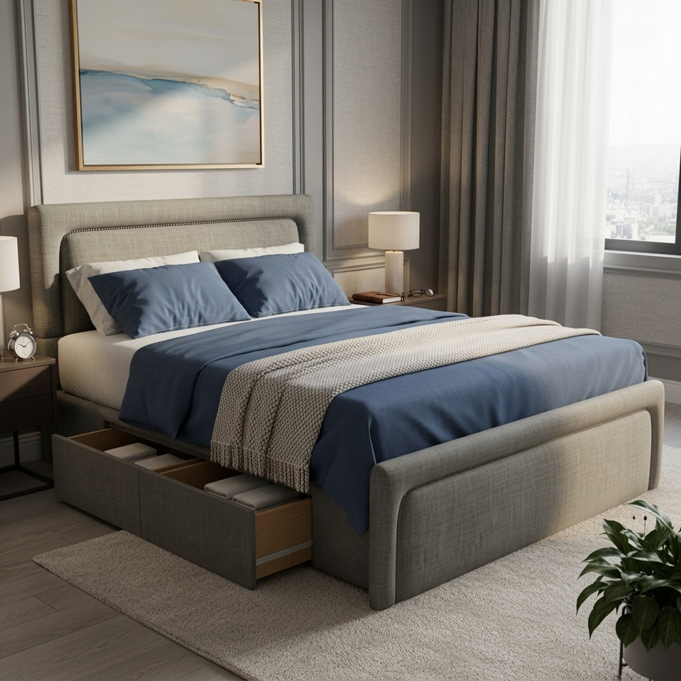 NZ Made Noir Bed Frame With Drawers + Bliss Max Medium Mattress | Furniture World NZ
