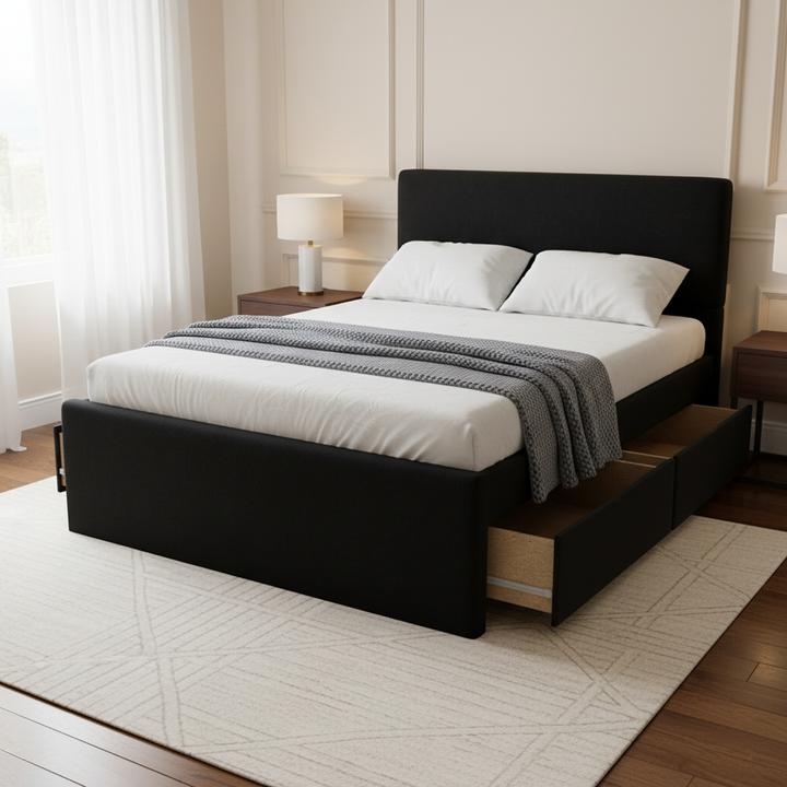 NZ Made Deaura Bed Frame With Drawers + Bliss Max Medium Mattress | Furniture World NZ
