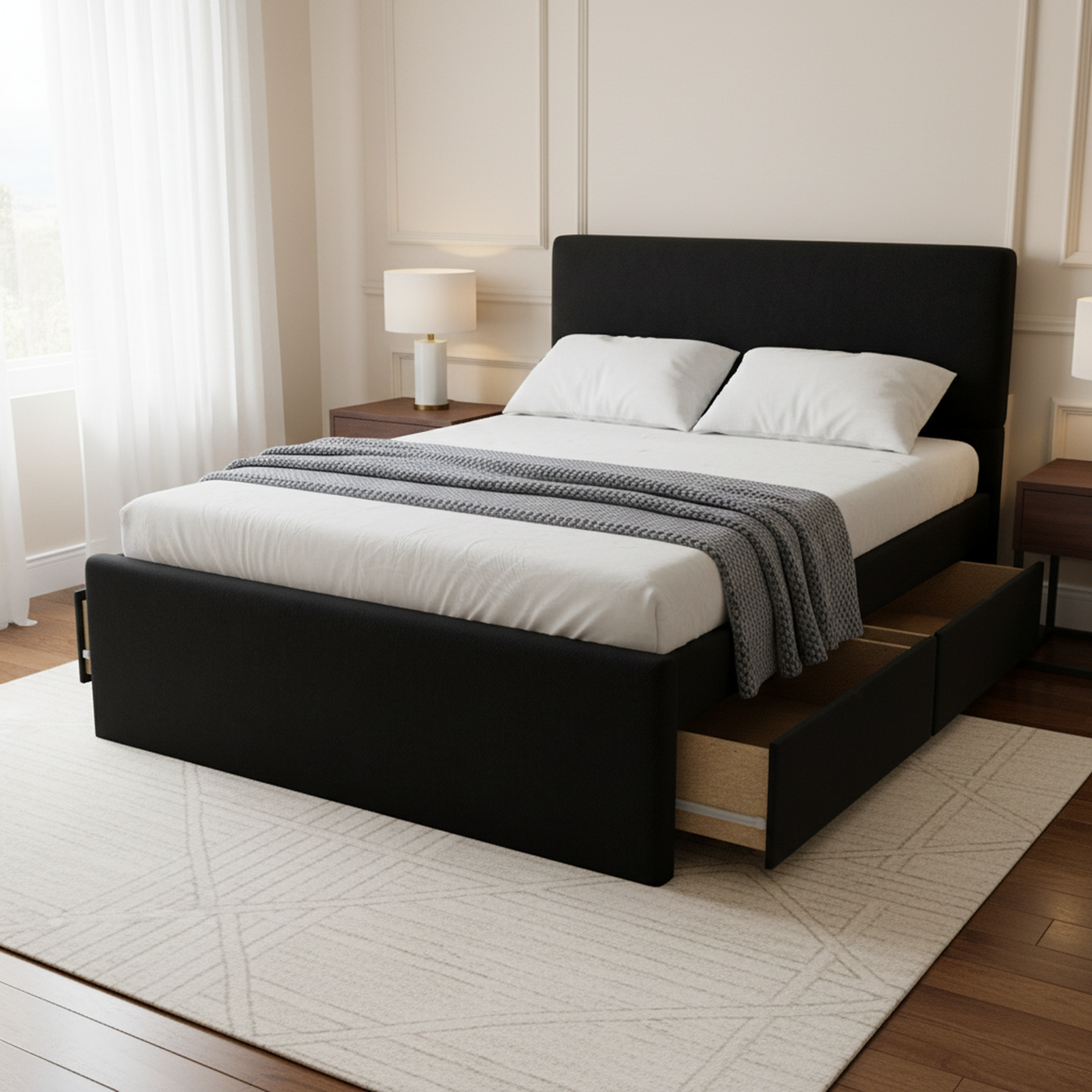 NZ Made Deaura Bed Frame With Drawers + Bliss Max Medium Mattress | Furniture World NZ