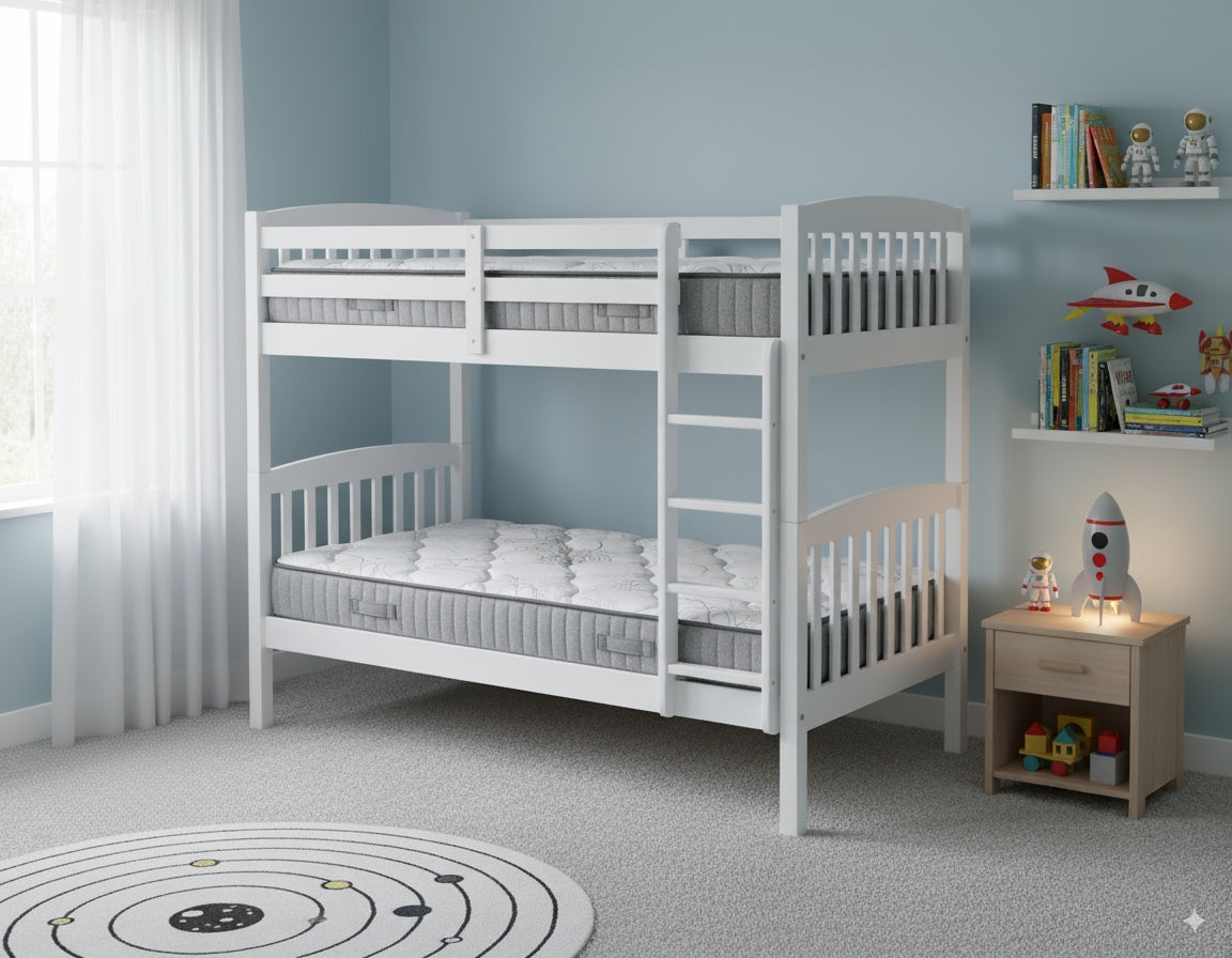 Unity Bunk (S+S)White (with Mattress) | Furniture World Auckland