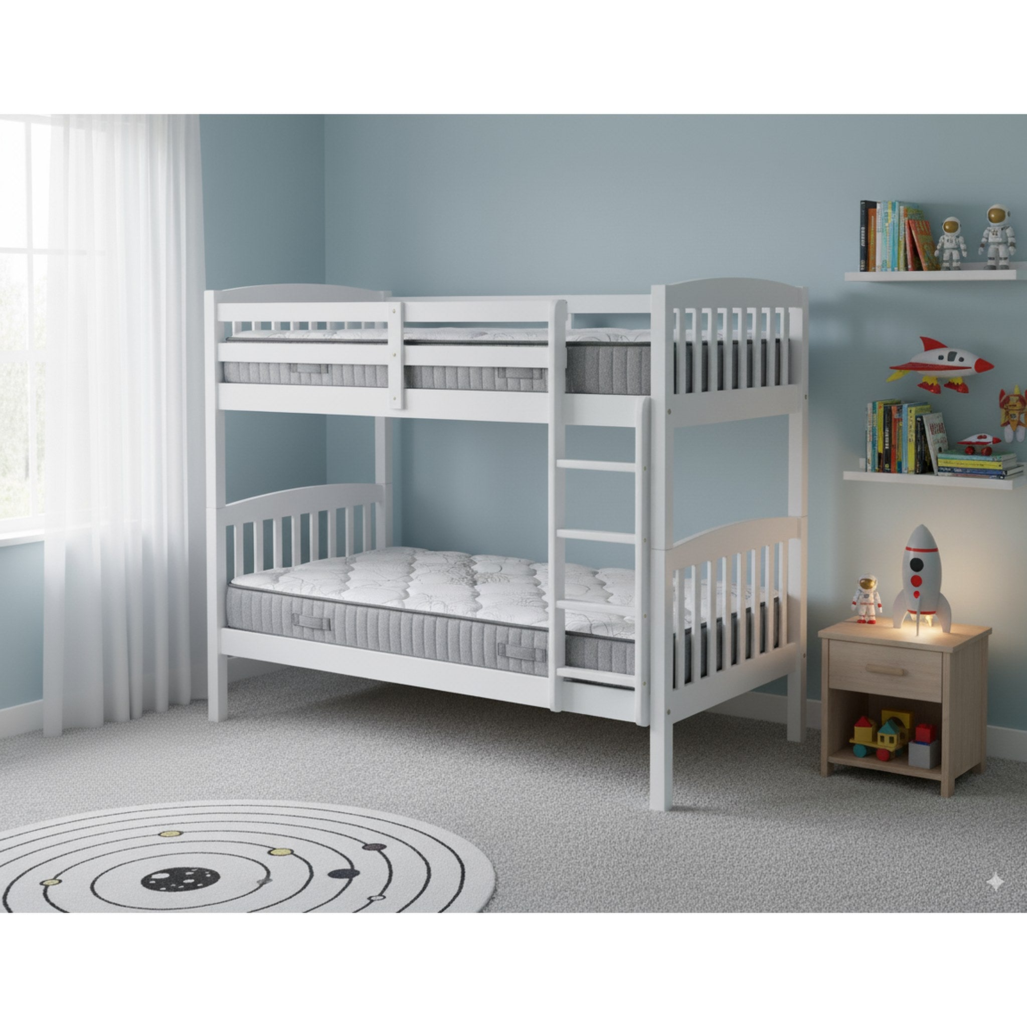 Unity Bunk (S+S)White (with Mattress) | Furniture World Auckland