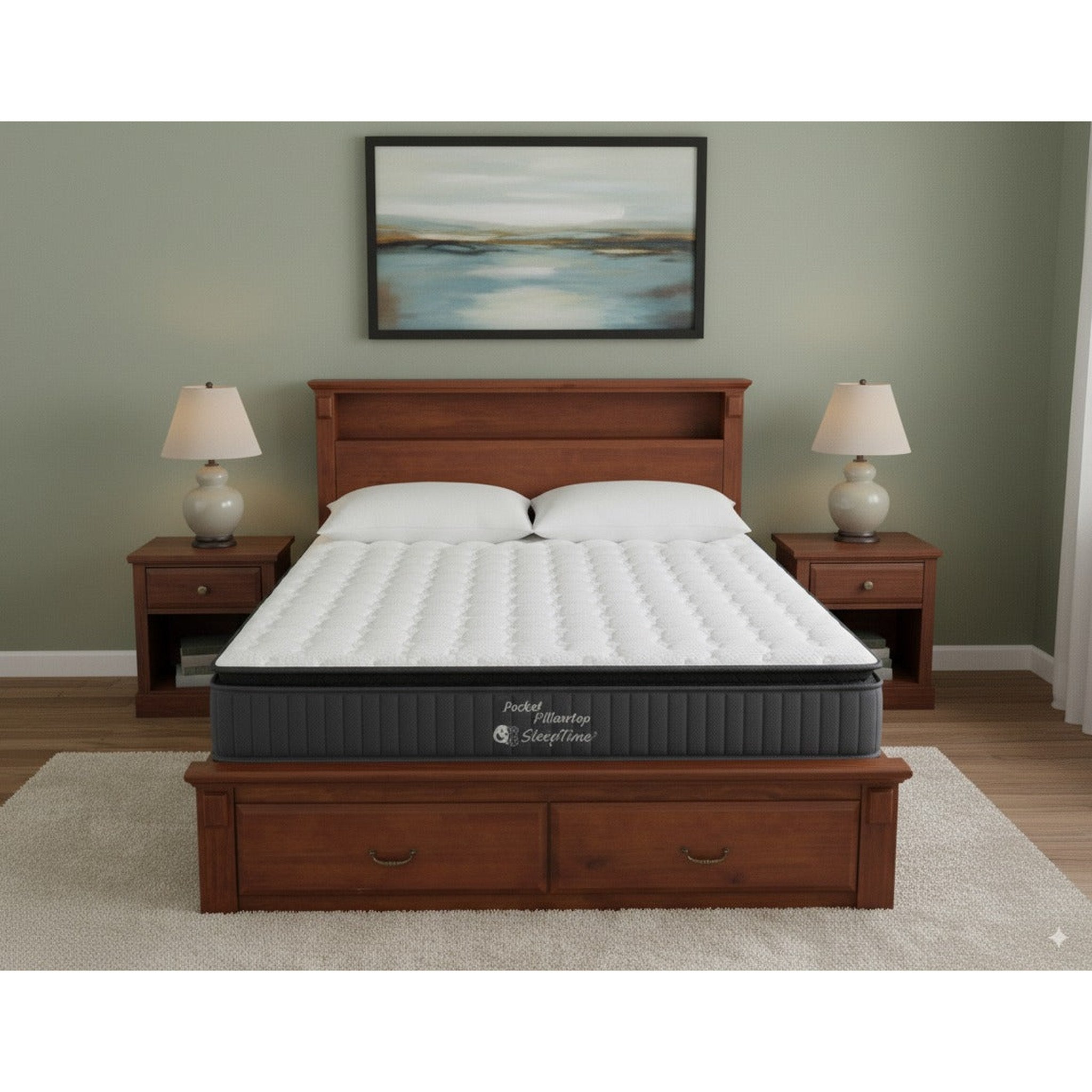 Serena Bed Frame + SleepTime Pocket Pillowtop Mattress | Furniture World Auckland