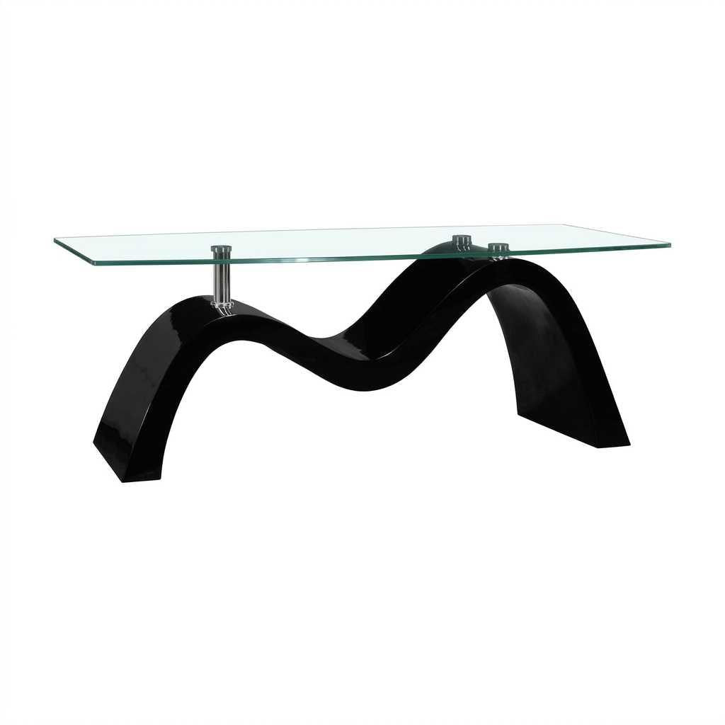 Wave Glasstop Coffee Table Black - Side View | Furniture World NZ