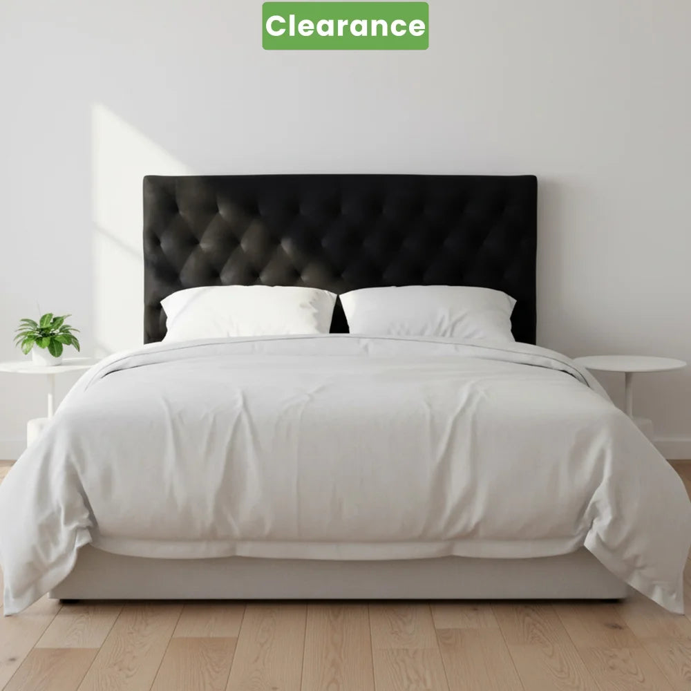 Seattle Headboard King Black Velvet Floor Model