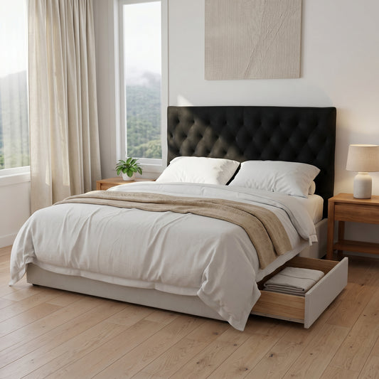 Seattle Headboard King Black Velvet Floor Model