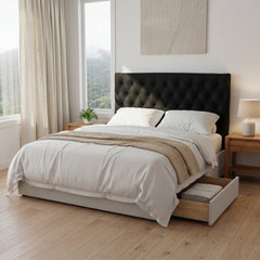 Seattle Headboard King Black Velvet Floor Model