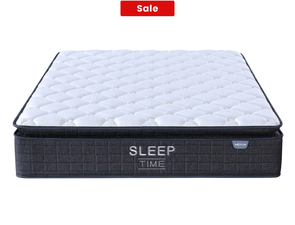 SleepTime Medium Mattress + NZ Made Duracast Hotel Bed Base with Casters