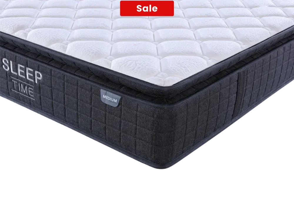 SleepTime Medium Mattress + NZ Made Duracast Hotel Bed Base with Casters