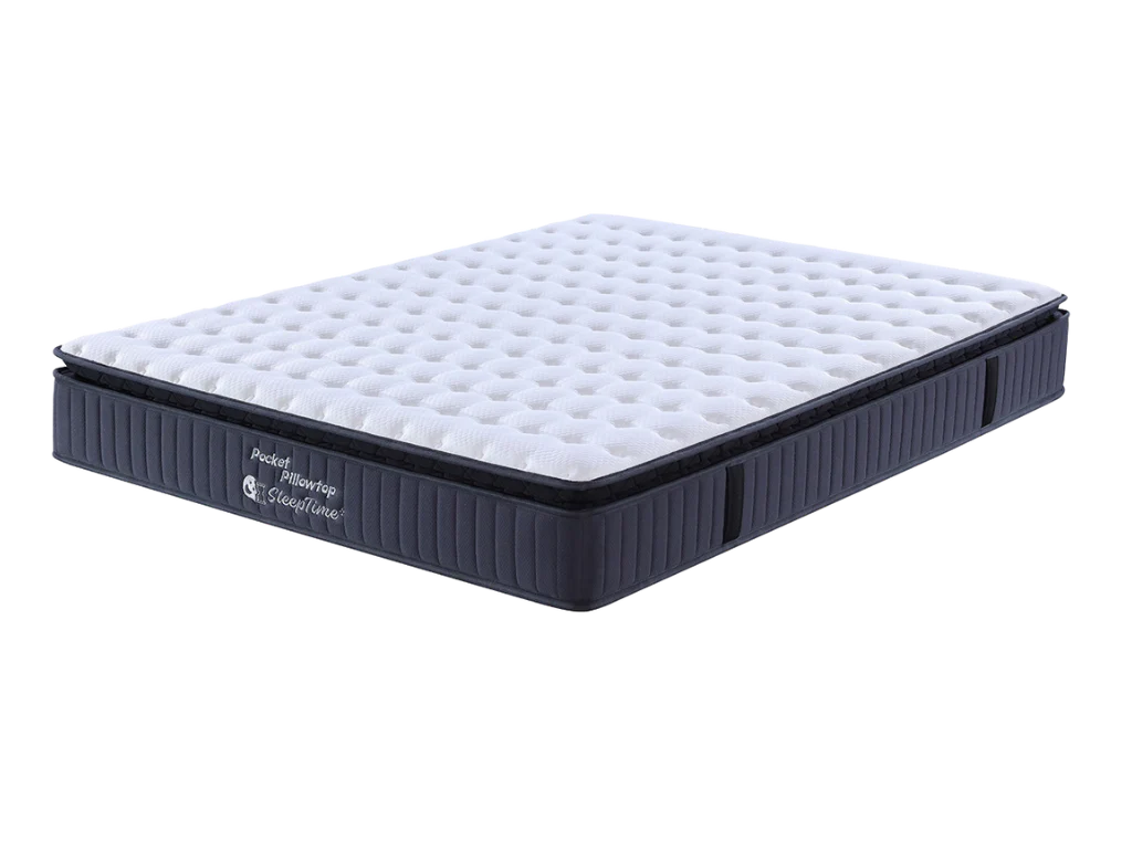 Maverick Bed Frame (Black/White) + Sleeptime Pocket Pillow Top Mattress