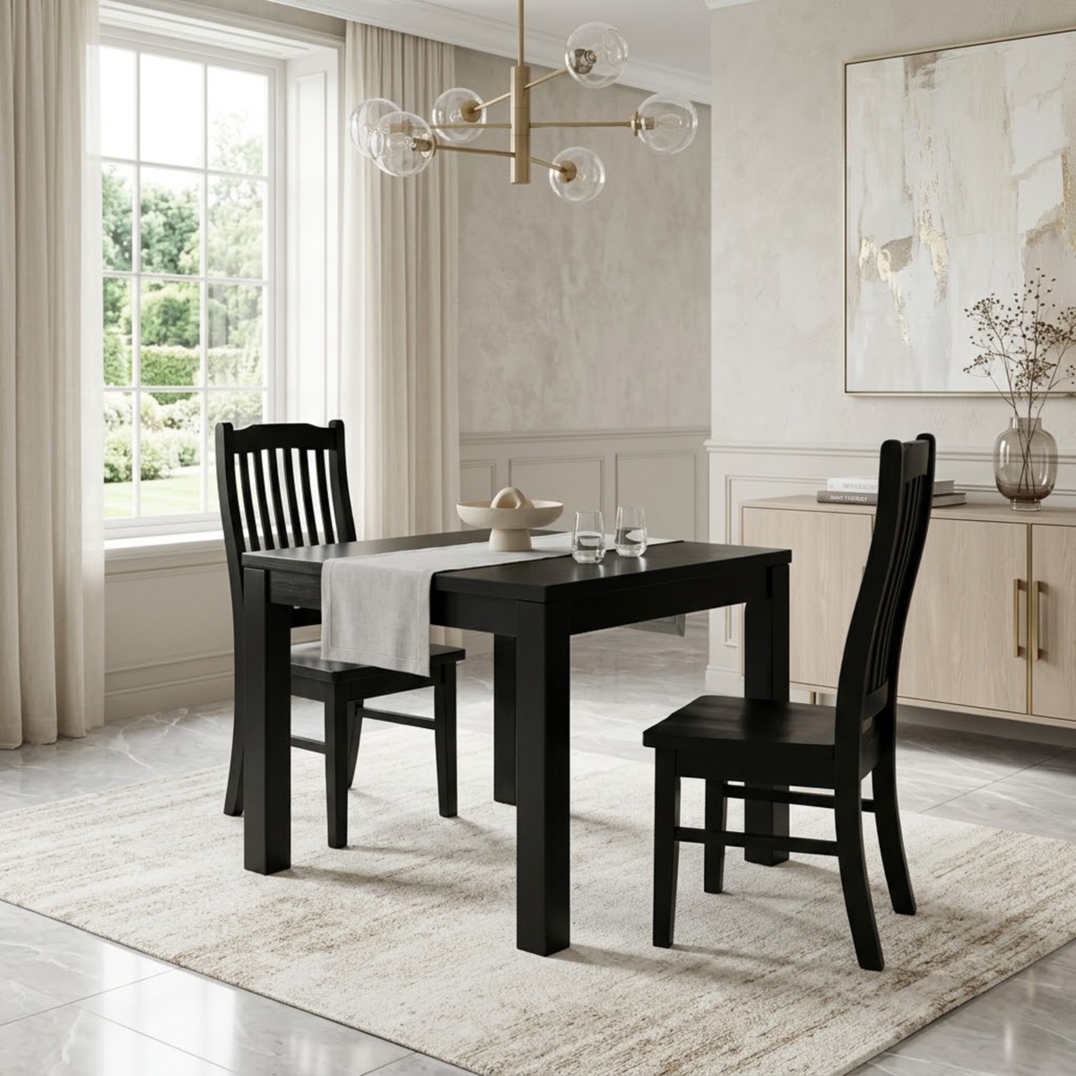 Solid Wood Dining Suite Black