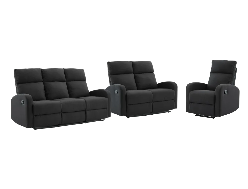 Suprecoz 3Rr + 2Rr R Recliner Suite Linen Fabric Black