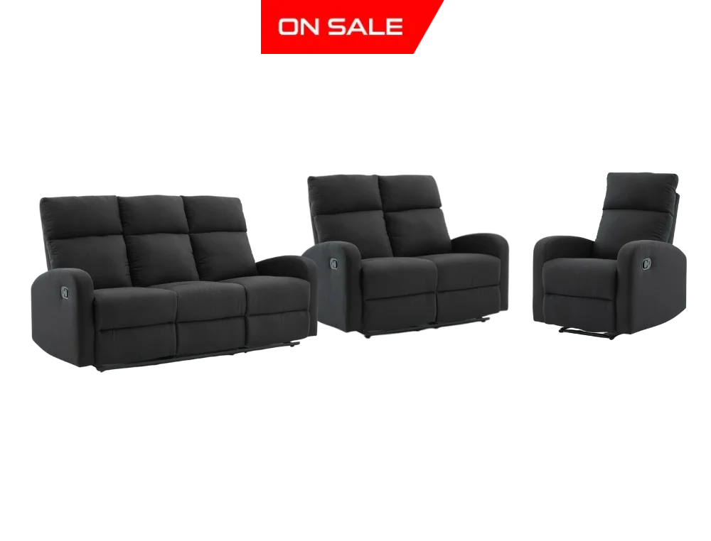 Suprecoz 3Rr + 2Rr R Recliner Suite Linen Fabric Black