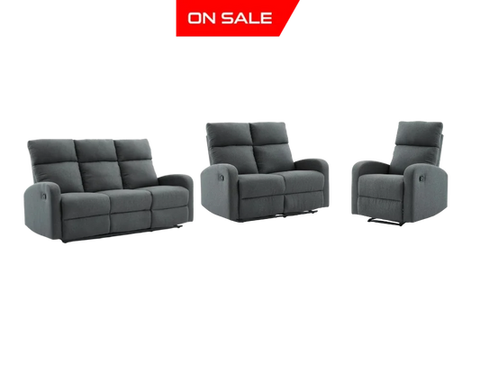 Suprecoz 3Rr + 2Rr R Recliner Suite Linen Fabric Dark Grey