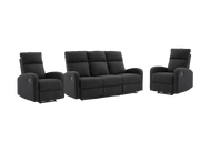 Suprecoz 3Rr + R Recliner Suite Linen Fabric Black