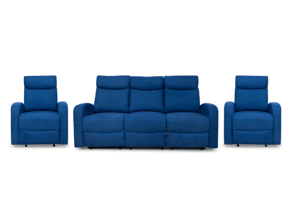 Suprecoz 3Rr + R Recliner Suite Linen Fabric Blue