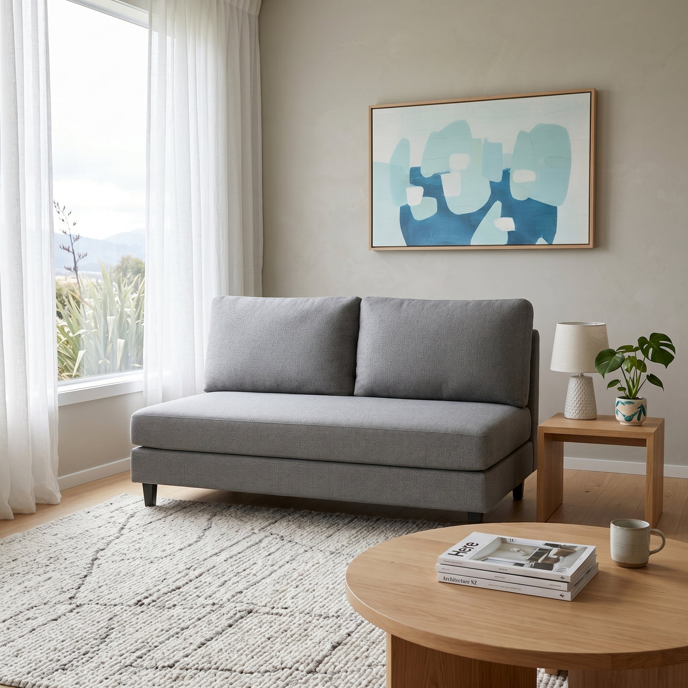 Versatile 2 Seater Fabric Sofa Grey | Furniture World NZ