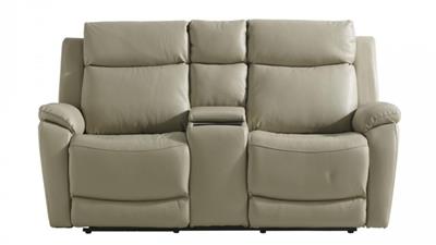 Brio 2 Seater Sofa With Storage Console – Light Grey - Side View | Furniture World NZ