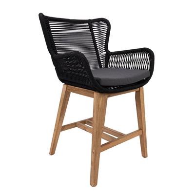 Brenton Outdoor Bar Chair – Eucalyptus Wood - Side View | Furniture World NZ