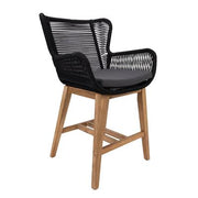 Brenton Outdoor Bar Chair – Eucalyptus Wood - Side View | Furniture World NZ