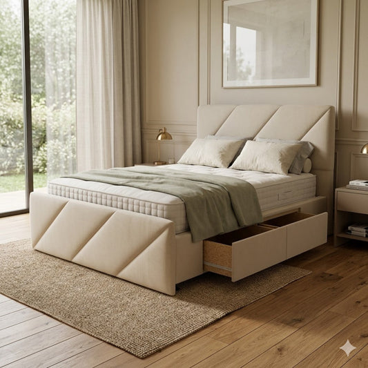 NZ Made Zest Bed Frame With Drawers + Venus Medium Mattress — Bed Bundle | Furniture World NZ